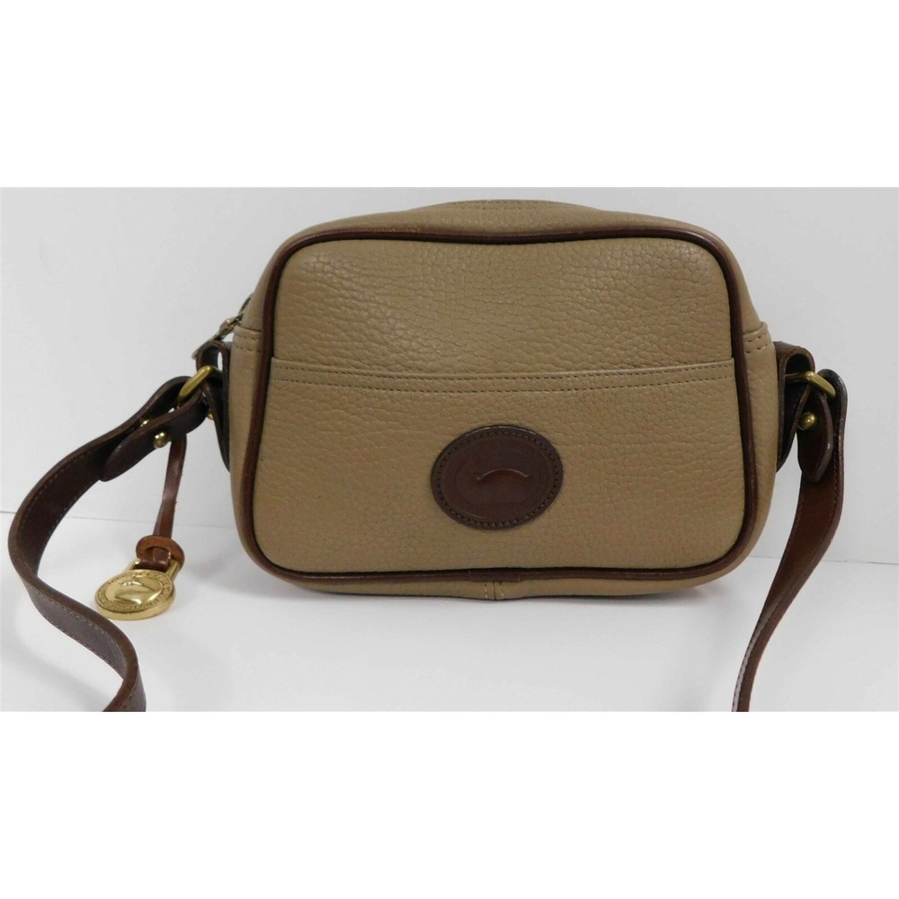 Dooney & Bourke USA Vintage Khaki Dark‎ Brown Leather Mini Crossbody Bag